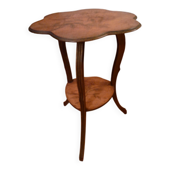 Gueridon table in art nouveau style with floral decoration, signed gervaise.