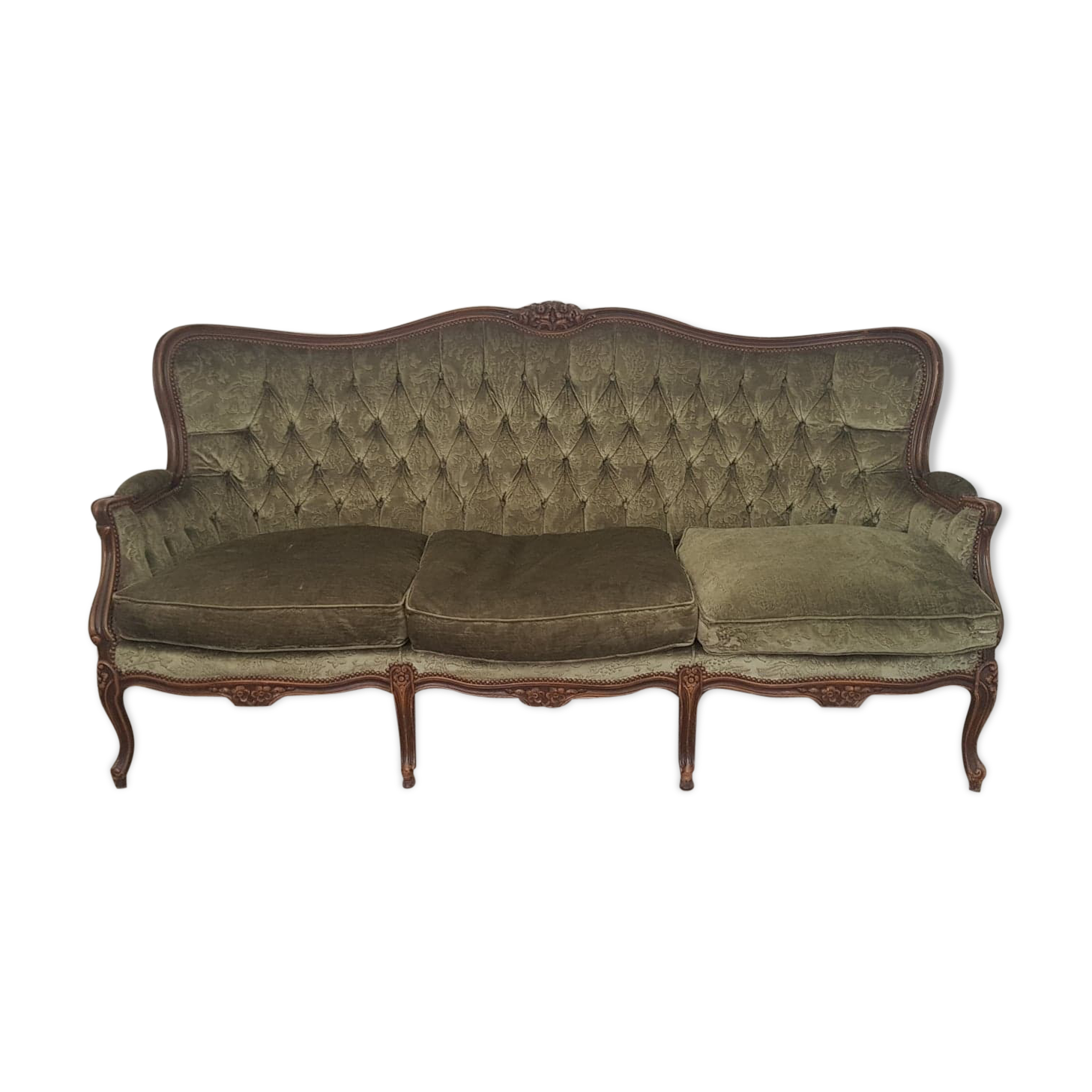 Upholstered sofa in Green Velvet