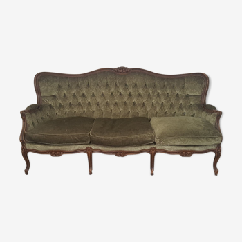Upholstered sofa in Green Velvet