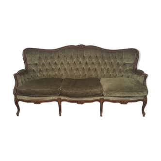 Upholstered sofa in Green Velvet