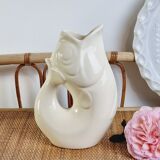 Zoomorphic pitcher fish Ceramic beige FDC Charolles