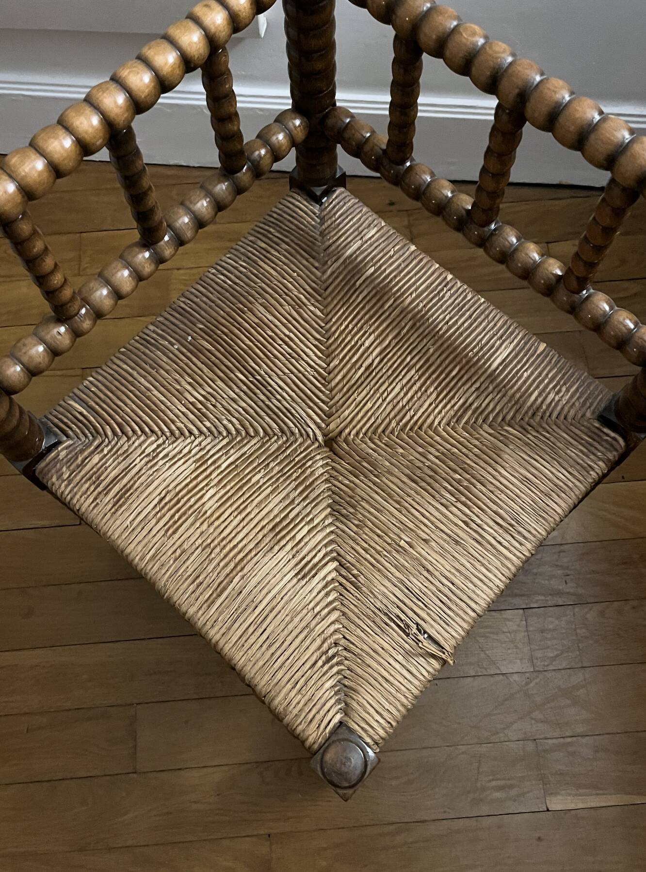 Antique straw-seated chair – French style, 1940s