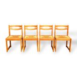 Set of 4 sleigh chairs in elm and straw Maison Regain