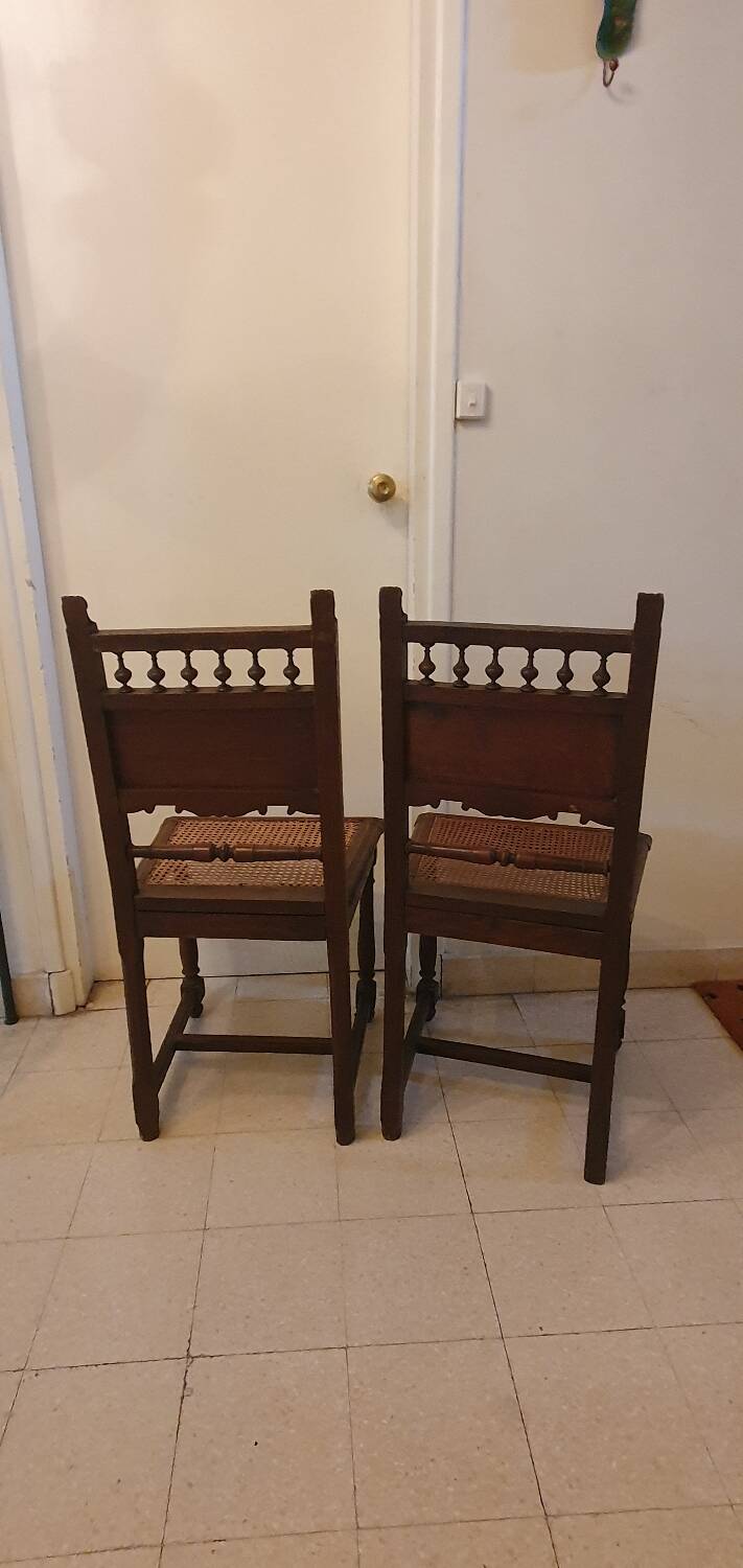 Lot de 2 chaises bois massif tête de lion