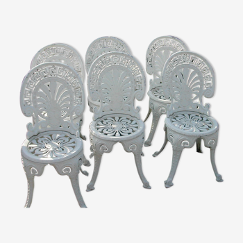 6 chaises romantique en fonte d aluminium style art nouveau