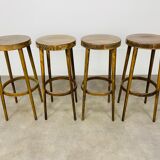 4 bar stools Baumann wood 60s bistro