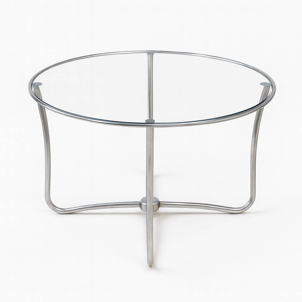 Bauhaus round glass coffee table, Czechoslovakia, 1930s–1940s