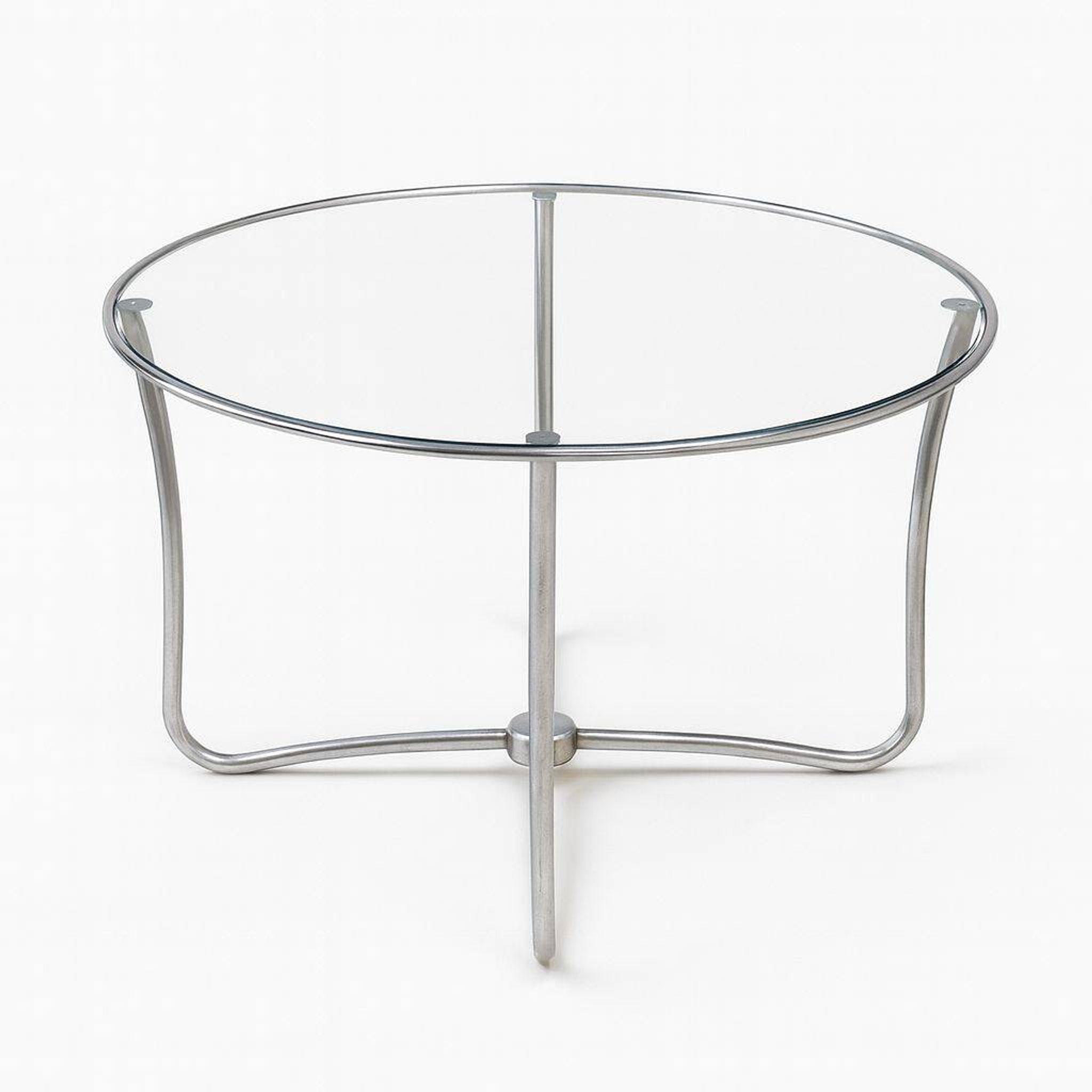 Bauhaus round glass coffee table, Czechoslovakia, 1930s–1940s