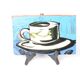 Painted terracotta tile, coffee cup