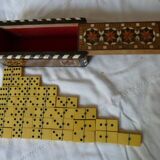 Ancienne Boîte 28 dominos en Marqueterie Syrie Vintage