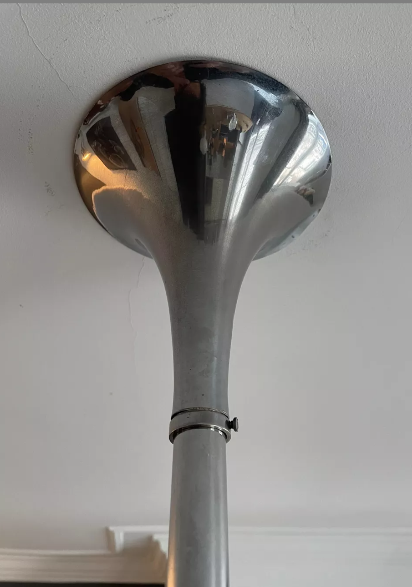 Vintage art deco chandelier, chrome and pink glass, vintage 1930