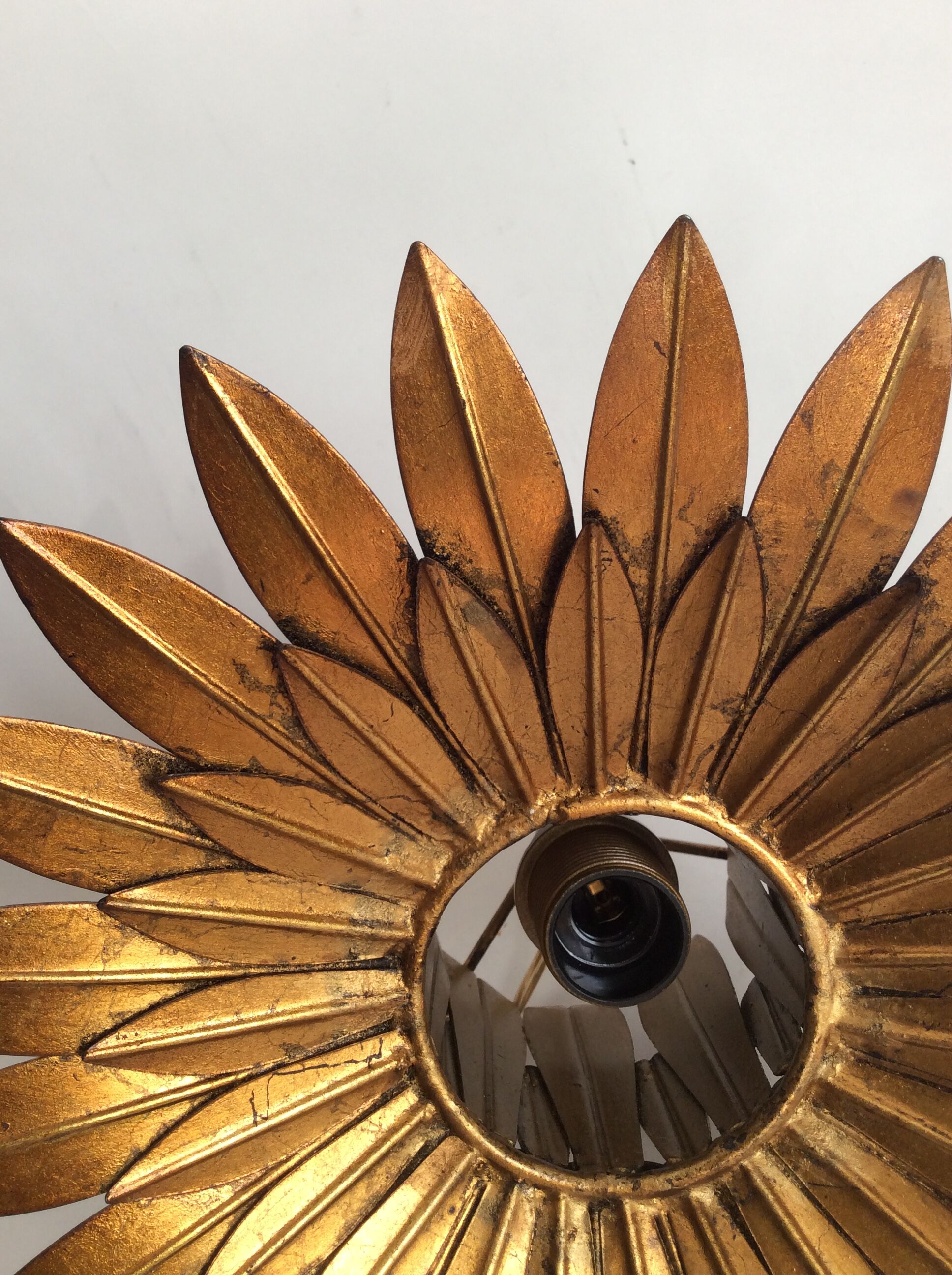Pendant light  leaves gold metal, 50's