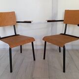 Pair of tubular metal armchairs 1954