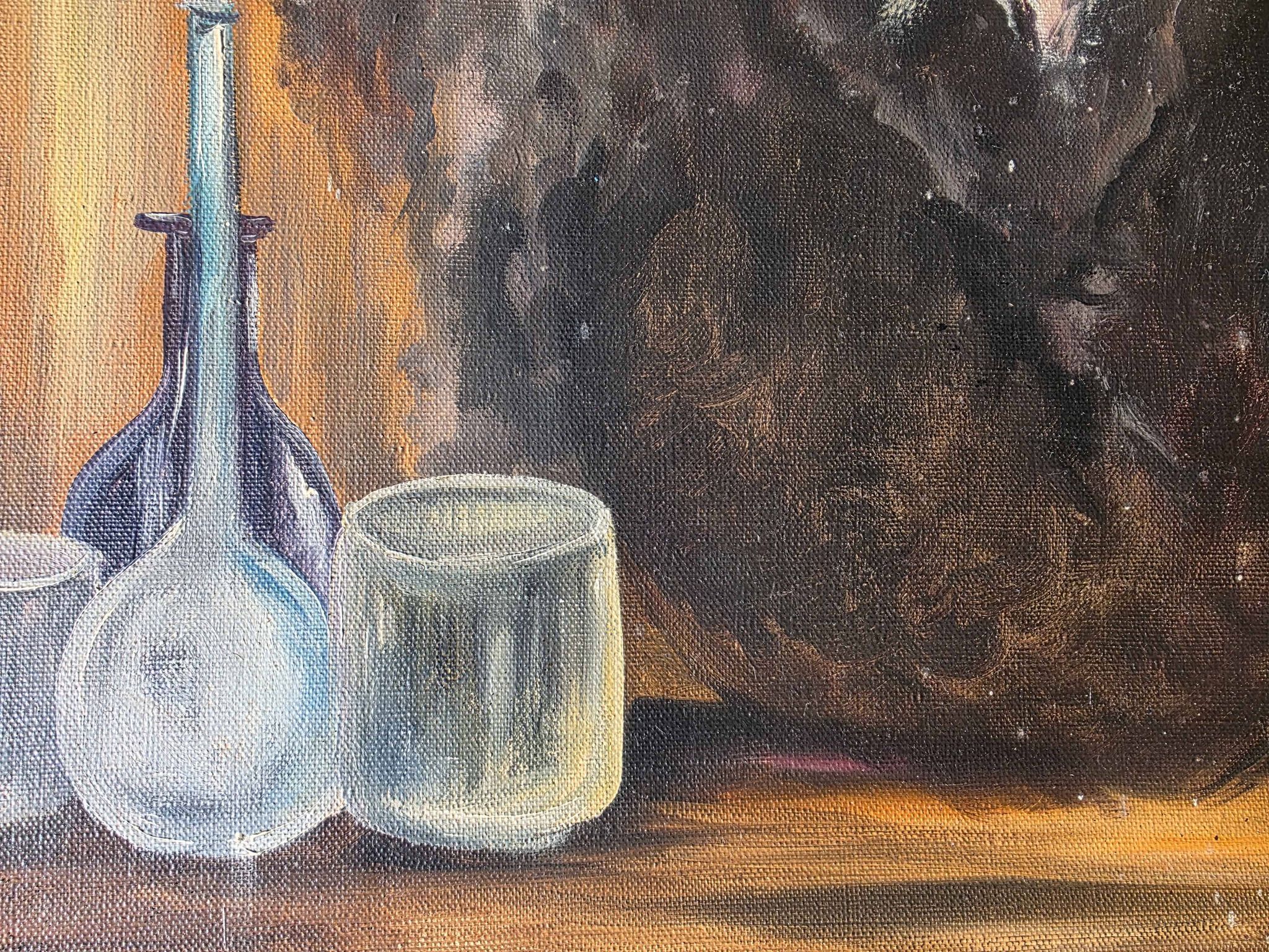 Peinture à l'huile alchimiste vintage du milieu du siècle