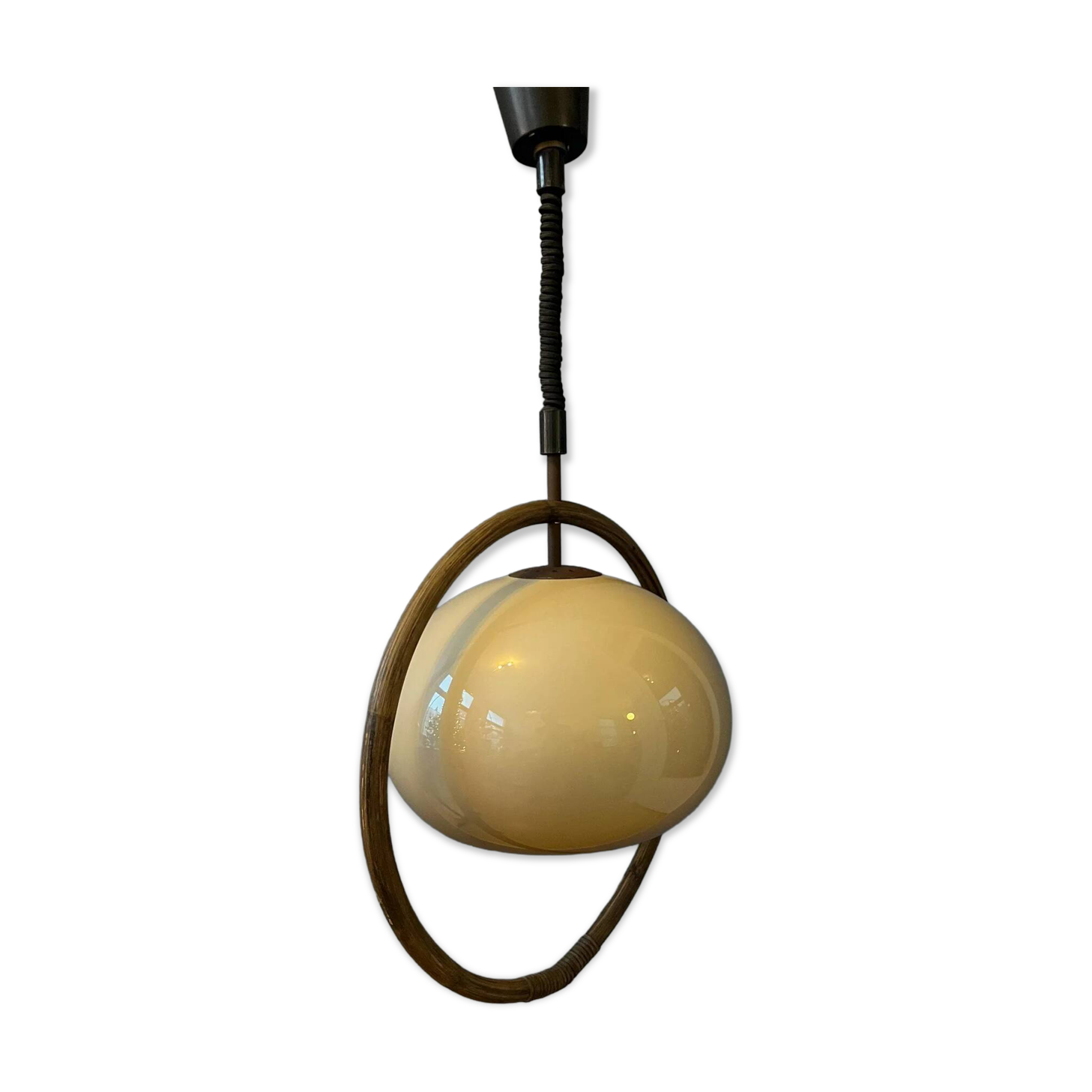 Mid-century bamboo Dijkstra space age mushroom pendant lamp