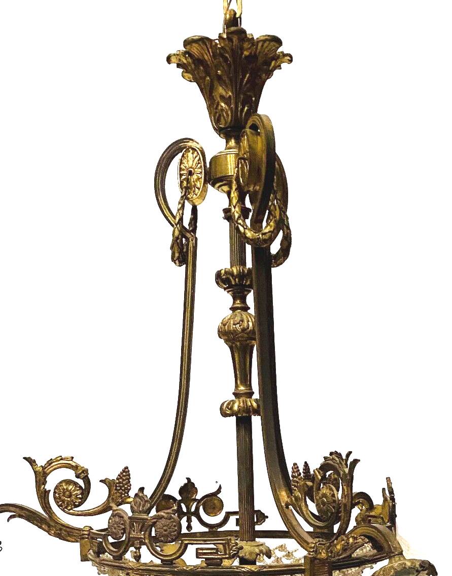 Louis XV style chandelier in bronze and frosted glass 20th century