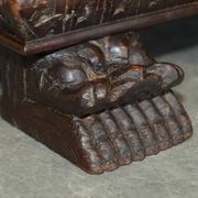 Banc Monks Antique Sculpté Lion Griffon 1860 avec Rangement