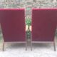 Paire de fauteuils vintage pieds compas en hêtre et velours.