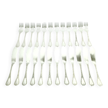 Christofle – 12-piece silver-plated fish cutlery set