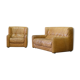 Brutalistic italian leather living room set, 1970, set of 2