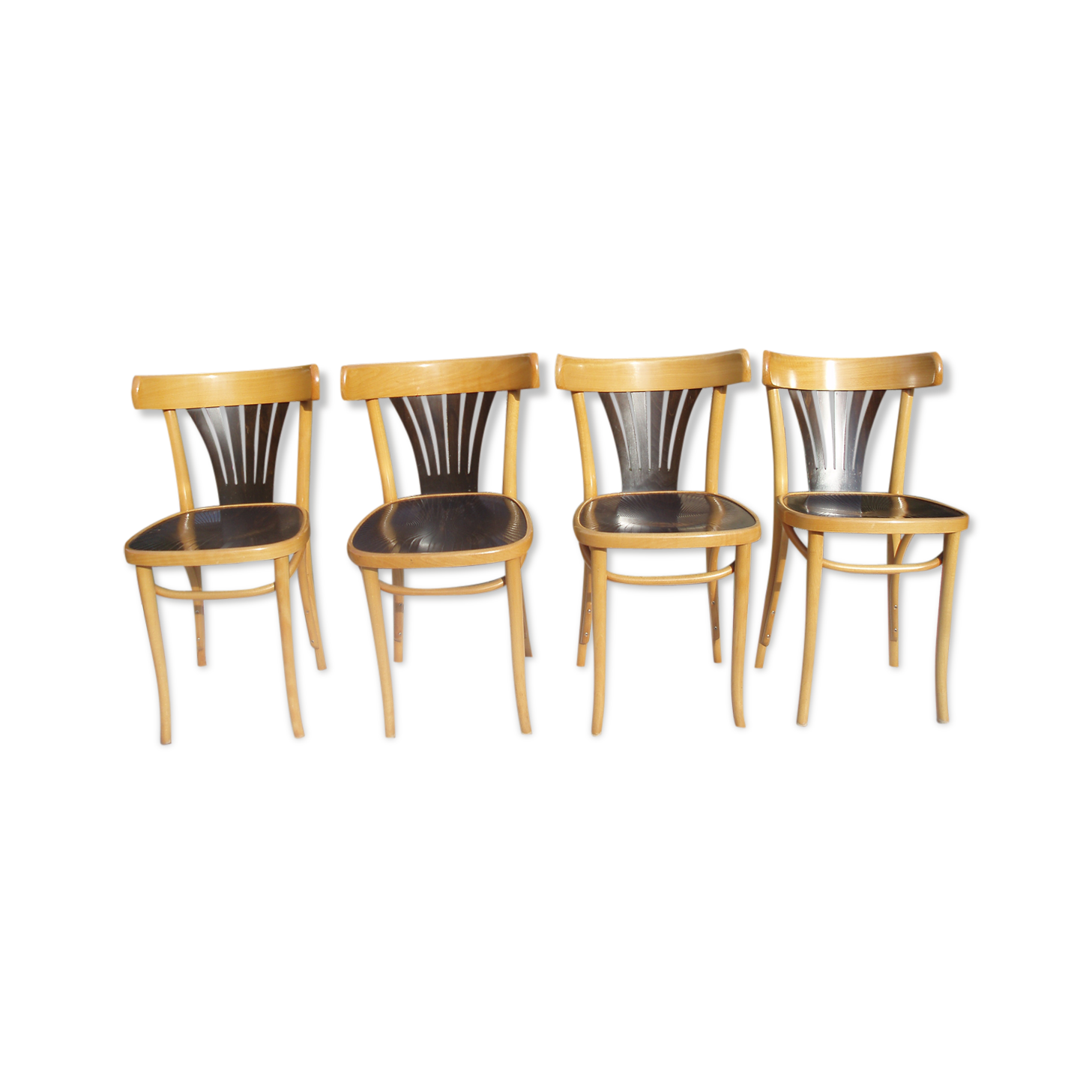Set of 4 chairs wooden coffee multicore gold and black