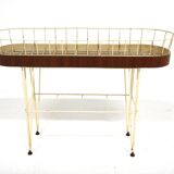 Scandinavian metal and mahogany planter, Sweden, 1950