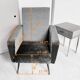 Retro armchair from around 1960 in forest green with houndstooth pattern.