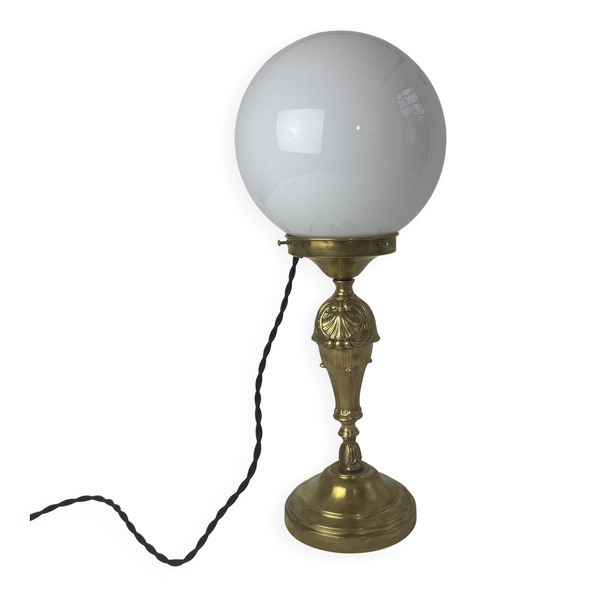 Vintage brass and opaline table lamp