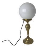 Vintage brass and opaline table lamp