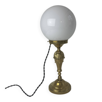 Vintage brass and opaline table lamp