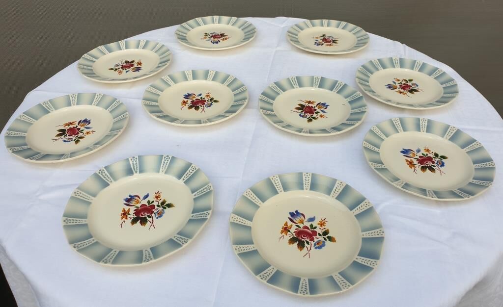 Set 10 plates Claude de Sarreguemines 1930