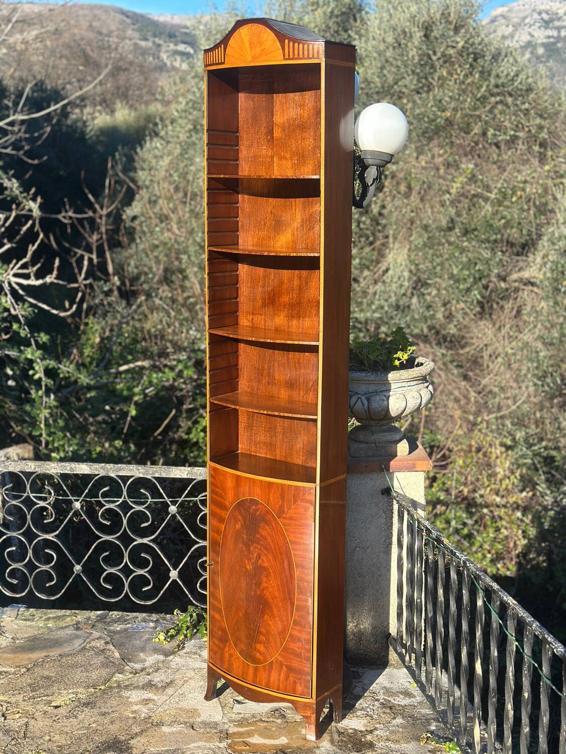 Flamed Mahogany Library in Regency style.