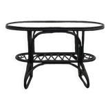 Table basse en rotin noir  et verre