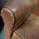 Pair of moustache club armchairs in leather, France, 1930s — to be restored.