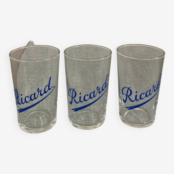 Set of 3 small vintage Ricard glasses