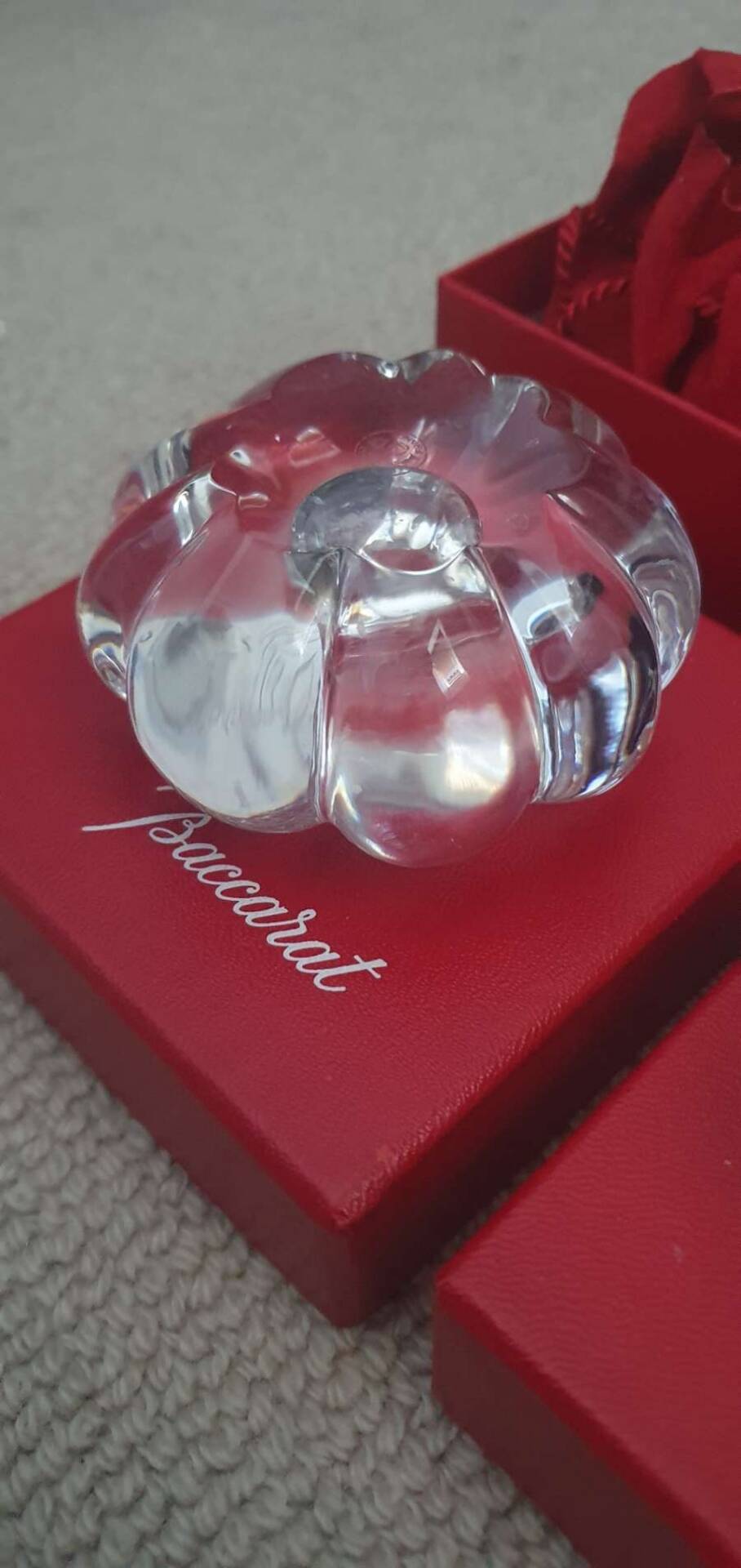 Pair of Baccarat crystal candlesticks, flower/rose model — new condition