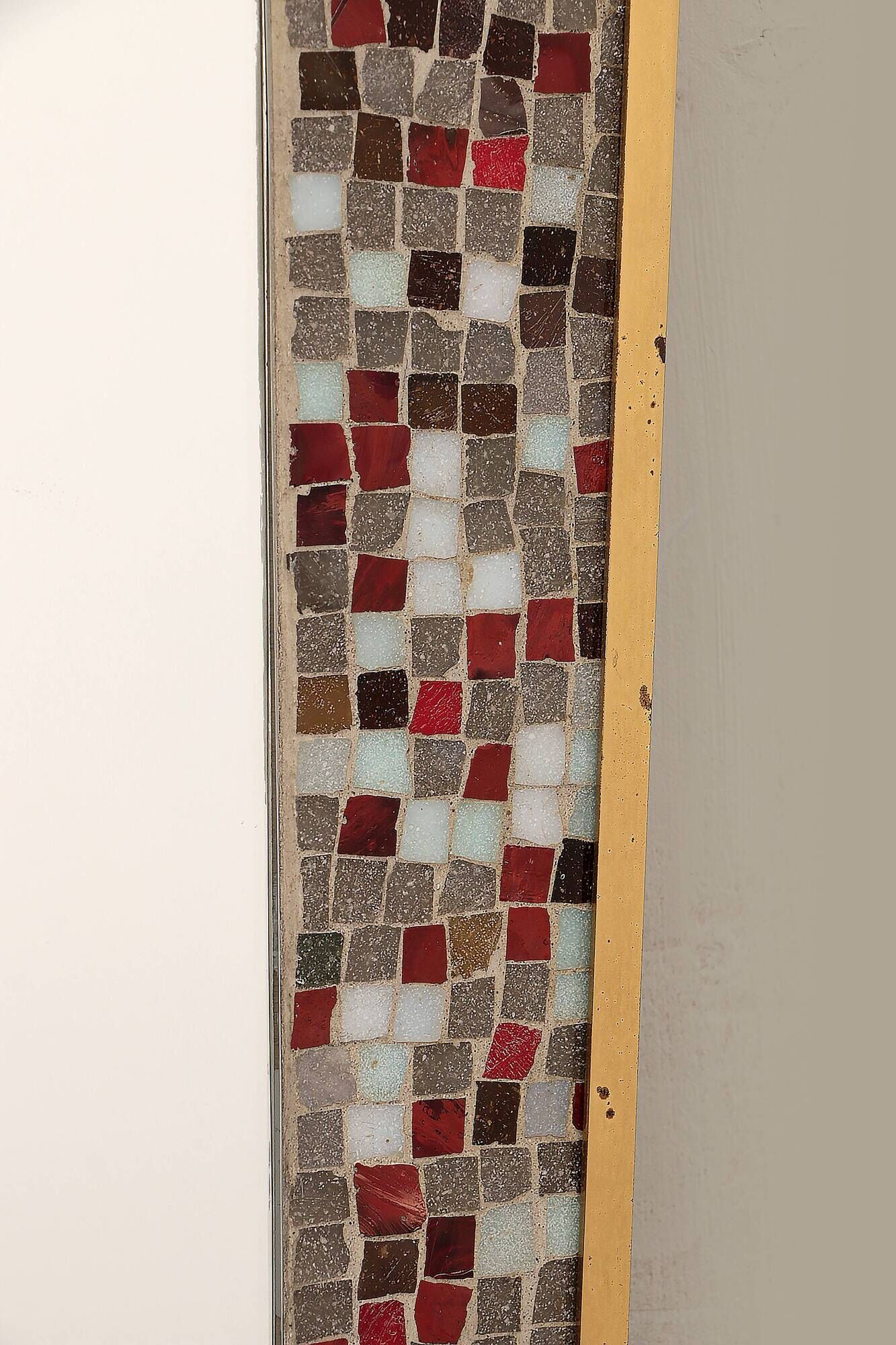 Vintage asymmetrical mirror with mosaic germany 1950