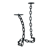 Brutalist and sculptural candle holder in wrought iron, chain links