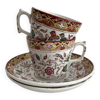 2 polychrome ironstone coffee cups Choisy le Roi