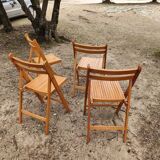 Set of 4 vintage wooden folding chairs