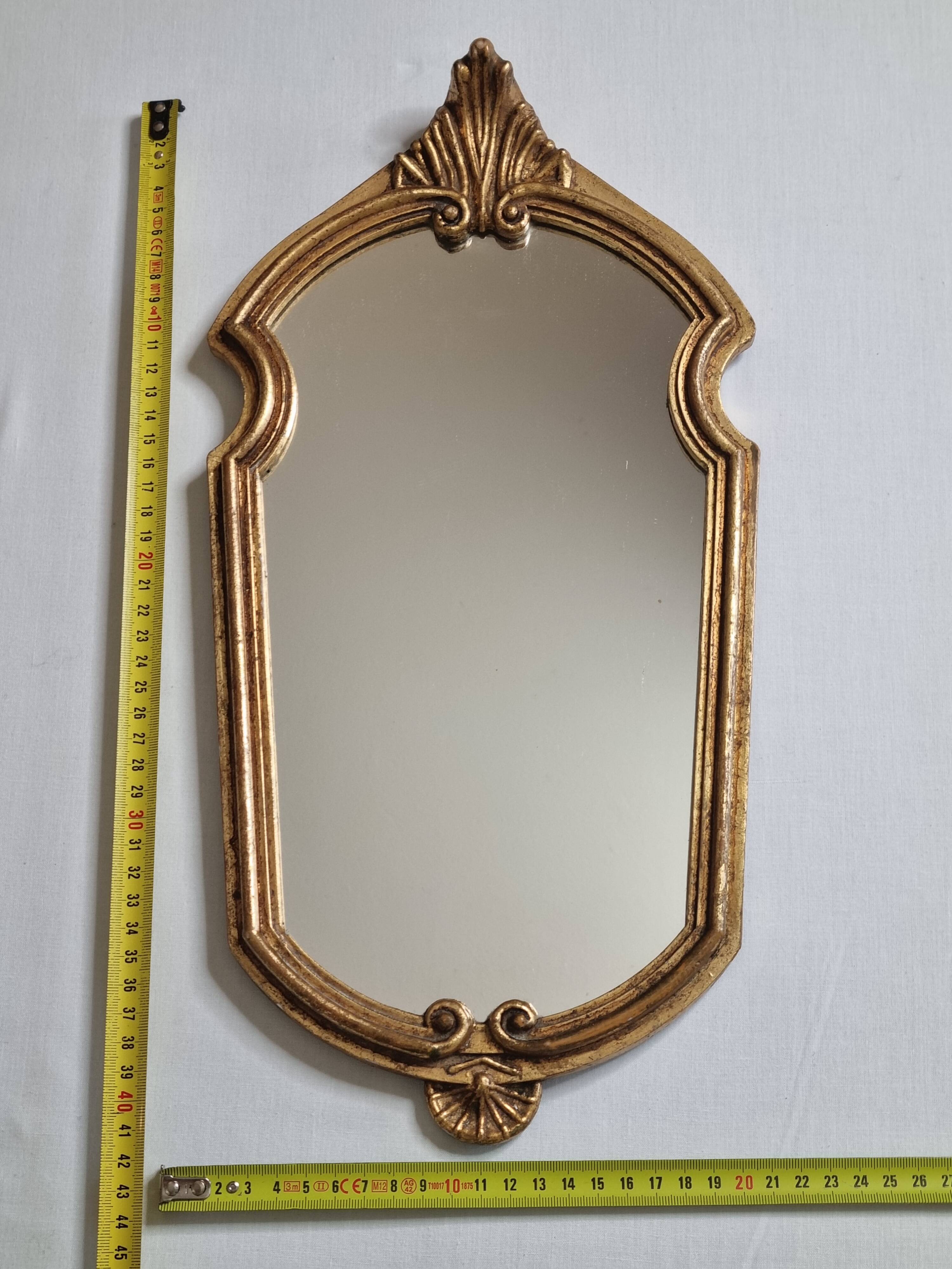 Antique gilded mirror in Louis XVI style with shell decoration 42 x 21 cm