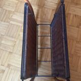 Magazine rack or log holder in wood and wicker