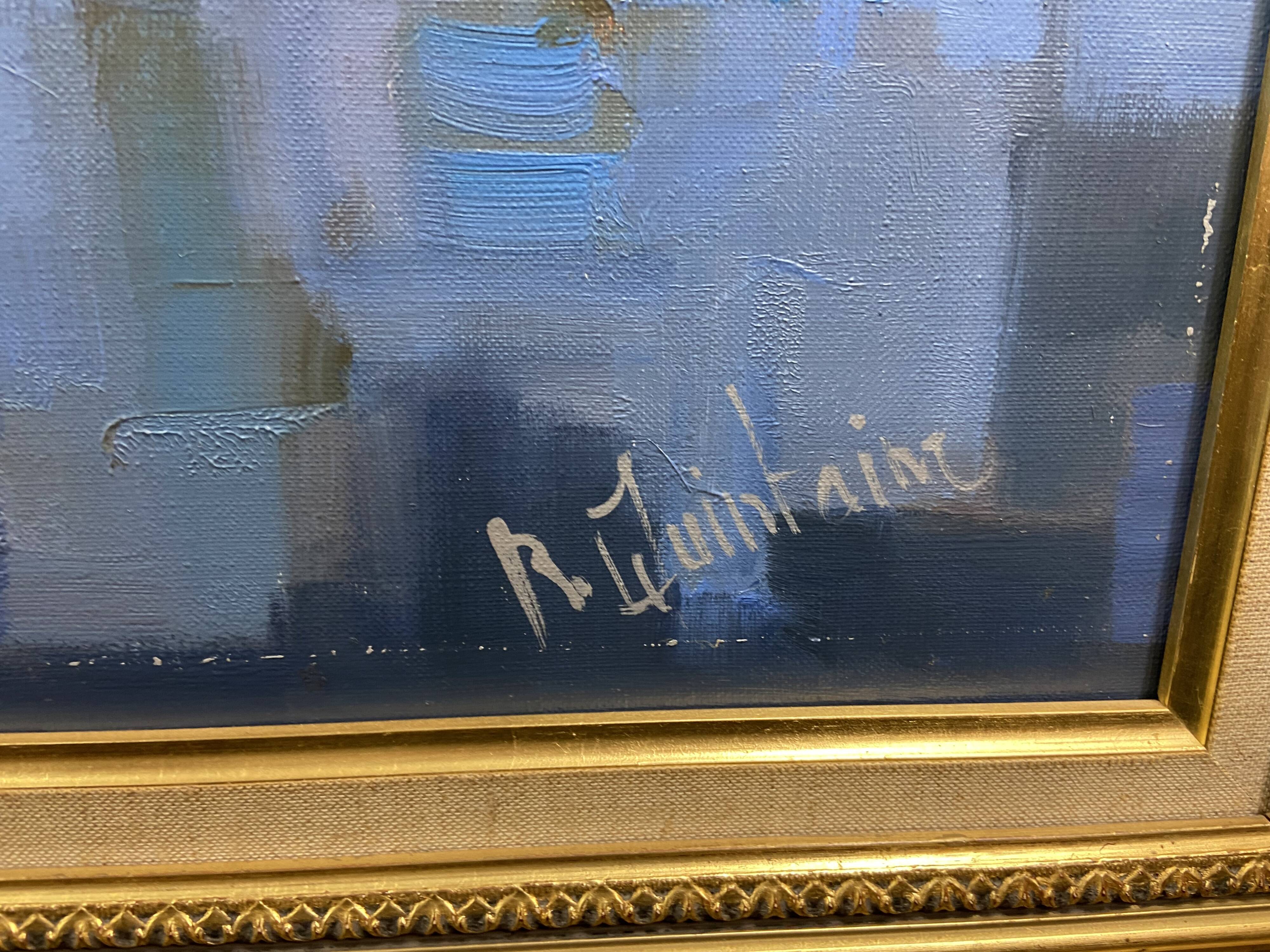 Large oil painting on canvas Camargue landscape Roger QUINTAINE 1921-2005