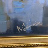 Large oil painting on canvas Camargue landscape Roger QUINTAINE 1921-2005