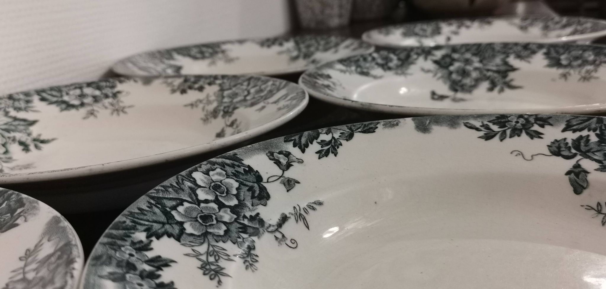 6 assiettes creuses faïence terre de fer Moulin des Loups et Hamages