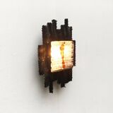 Vintage Italian brutalist wall light in wrought iron by Albano Poli for Poliarte, set of 2.