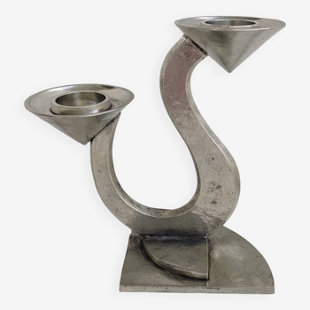 Swan pewter candle holder