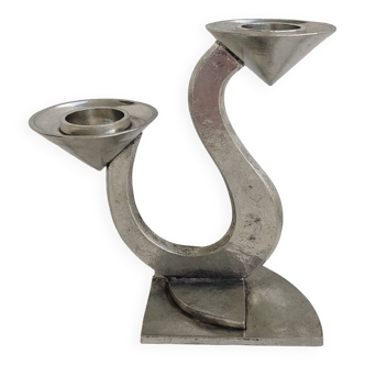 Swan pewter candle holder