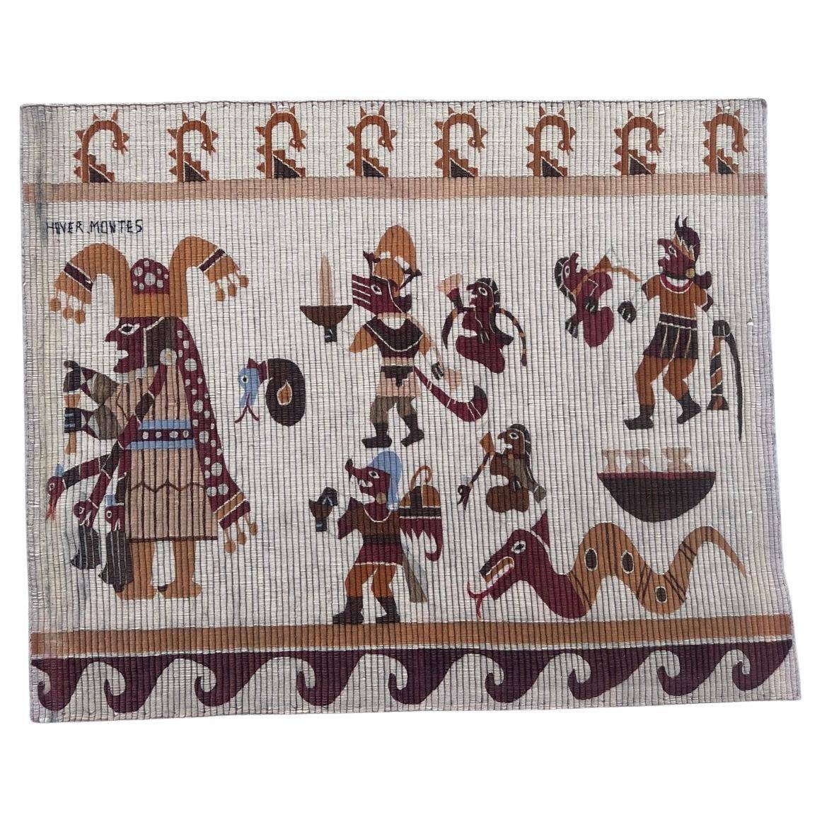 Belle tapisserie tribale péruvienne d'époque art déco