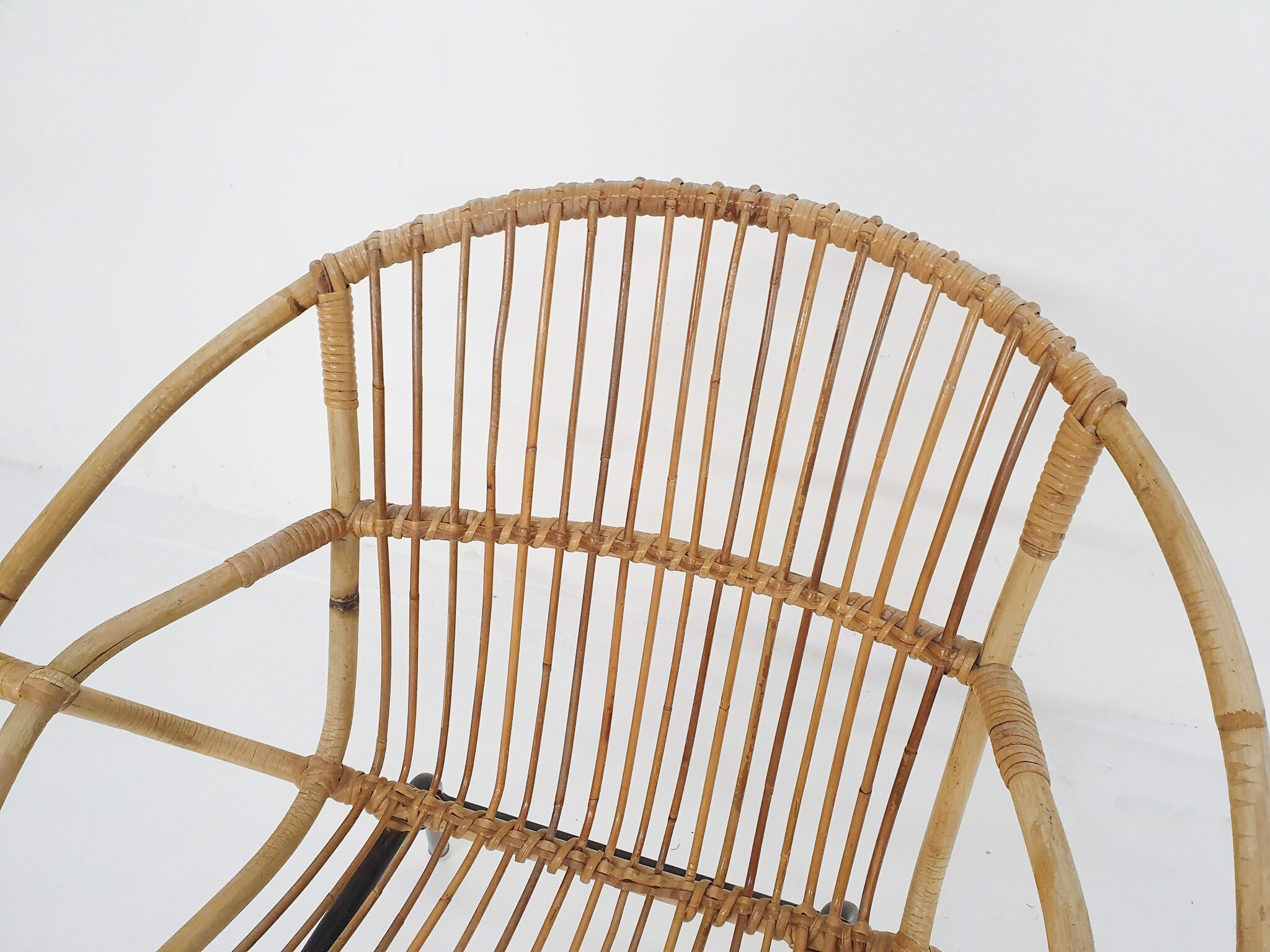 Rohe Noordwolde rattan and metal lounge chair, The Netherlands 1950's